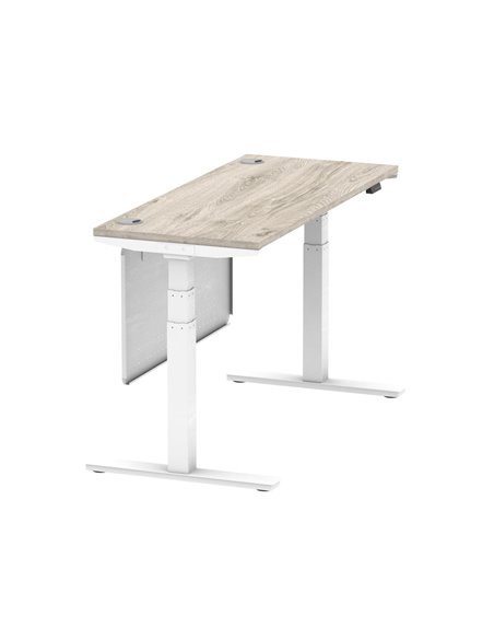 Dynamic Air Modesty 1400 x 600mm Height Adjustable Office Desk Grey Oak Top Cable Ports Modesty Panel HA01422 - pic 78179 | FastDaddyshop