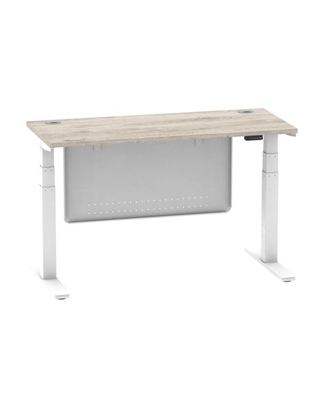Dynamic Air Modesty 1400 x 600mm Height Adjustable Office Desk Grey Oak Top Cable Ports Modesty Panel HA01422 - pic 78180 | FastDaddyshop