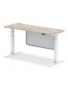 Dynamic Air Modesty 1600 x 600mm Height Adjustable Office Desk Grey Oak Top Cable Ports Modesty Panel HA01423
