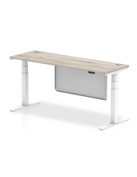 Dynamic Air Modesty 1800 x 600mm Height Adjustable Office Desk Grey Oak Top Cable Ports Modesty Panel HA01424 - pic 78182 | FastDaddyshop