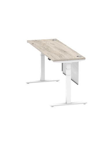 Dynamic Air Modesty 1800 x 600mm Height Adjustable Office Desk Grey Oak Top Cable Ports Modesty Panel HA01424