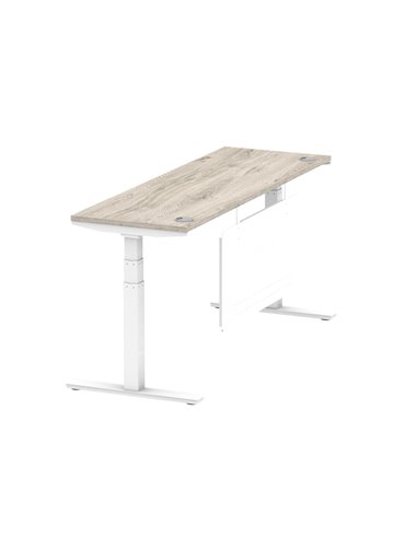 Dynamic Air Modesty 1800 x 600mm Height Adjustable Office Desk Grey Oak Top Cable Ports Modesty Panel HA01424