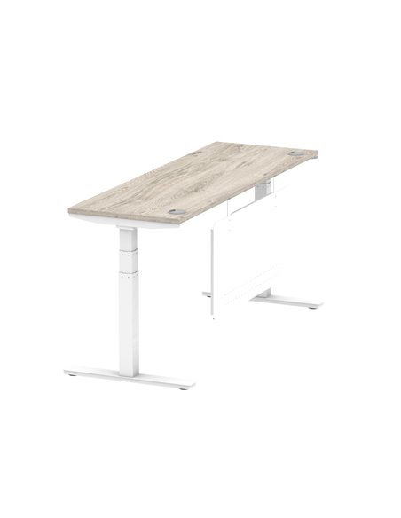 Dynamic Air Modesty 1800 x 600mm Height Adjustable Office Desk Grey Oak Top Cable Ports Modesty Panel HA01424 - pic 78184 | FastDaddyshop