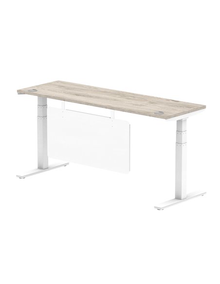 Dynamic Air Modesty 1800 x 600mm Height Adjustable Office Desk Grey Oak Top Cable Ports Modesty Panel HA01424 - pic 78186 | FastDaddyshop