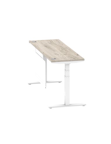 Dynamic Air Modesty 1800 x 600mm Height Adjustable Office Desk Grey Oak Top Cable Ports Modesty Panel HA01424