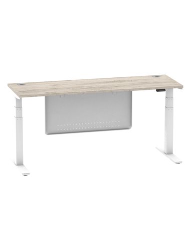 Dynamic Air Modesty 1800 x 600mm Height Adjustable Office Desk Grey Oak Top Cable Ports Modesty Panel HA01424