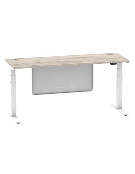 Dynamic Air Modesty 1800 x 600mm Height Adjustable Office Desk Grey Oak Top Cable Ports Modesty Panel HA01424 - pic 78189 | FastDaddyshop