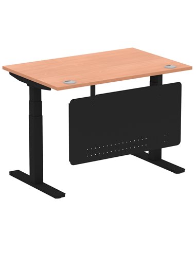 Dynamic Air Modesty 1200 x 800mm Height Adjustable Office Desk Beech Top Cable Ports Modesty Panel HA01445
