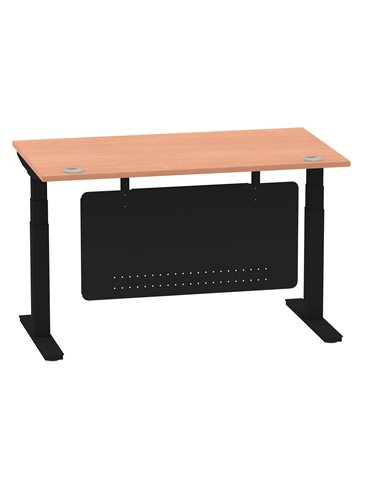 Dynamic Air Modesty 1400 x 800mm Height Adjustable Office Desk Beech Top Cable Ports Modesty Panel HA01446
