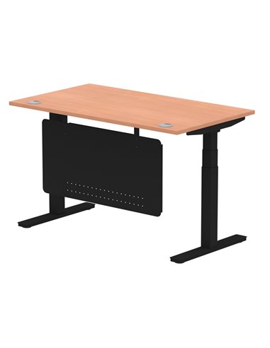 Dynamic Air Modesty 1400 x 800mm Height Adjustable Office Desk Beech Top Cable Ports Modesty Panel HA01446