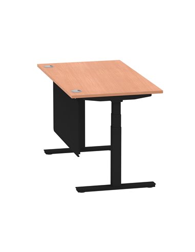 Dynamic Air Modesty 1400 x 800mm Height Adjustable Office Desk Beech Top Cable Ports Modesty Panel HA01446
