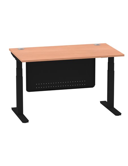 Dynamic Air Modesty 1400 x 800mm Height Adjustable Office Desk Beech Top Cable Ports Modesty Panel HA01446 - pic 78219 | FastDaddyshop