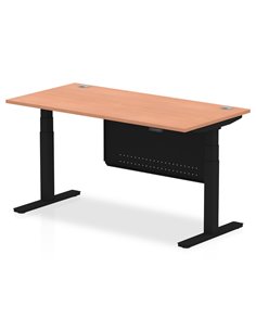 Dynamic Air Modesty 1600 x 800mm Height Adjustable Office Desk Beech Top Cable Ports Modesty Panel HA01447
