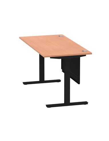 Dynamic Air Modesty 1600 x 800mm Height Adjustable Office Desk Beech Top Cable Ports Modesty Panel HA01447