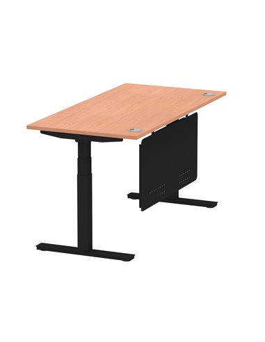 Dynamic Air Modesty 1600 x 800mm Height Adjustable Office Desk Beech Top Cable Ports Modesty Panel HA01447