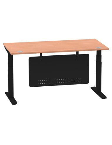 Dynamic Air Modesty 1600 x 800mm Height Adjustable Office Desk Beech Top Cable Ports Modesty Panel HA01447