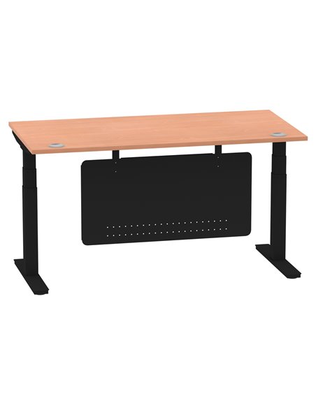 Dynamic Air Modesty 1600 x 800mm Height Adjustable Office Desk Beech Top Cable Ports Modesty Panel HA01447 - pic 78223 | FastDaddyshop