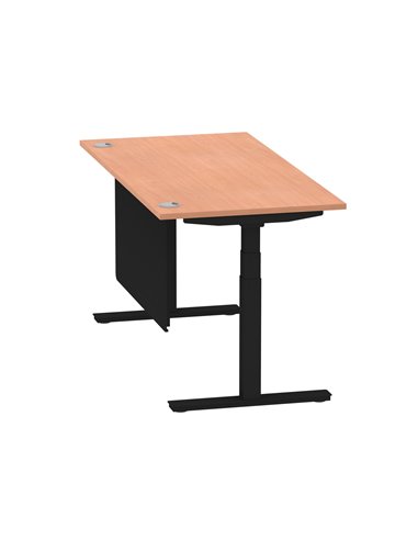 Dynamic Air Modesty 1600 x 800mm Height Adjustable Office Desk Beech Top Cable Ports Modesty Panel HA01447
