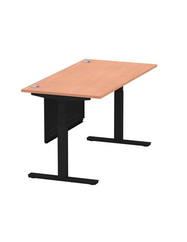 Dynamic Air Modesty 1600 x 800mm Height Adjustable Office Desk Beech Top Cable Ports Modesty Panel HA01447