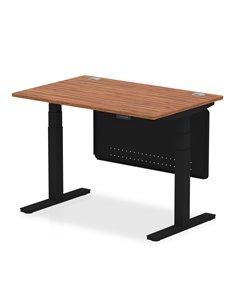 Dynamic Air Modesty 1200 x 800mm Height Adjustable Office Desk Walnut Top Cable Ports Modesty Panel HA01449