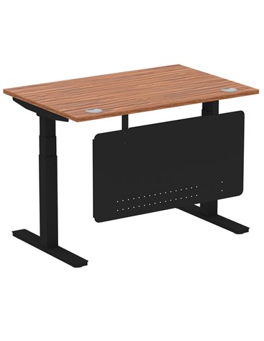 Dynamic Air Modesty 1200 x 800mm Height Adjustable Office Desk Walnut Top Cable Ports Modesty Panel HA01449