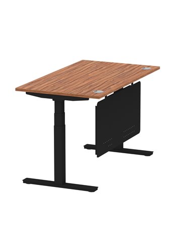 Dynamic Air Modesty 1400 x 800mm Height Adjustable Office Desk Walnut Top Cable Ports Modesty Panel HA01450