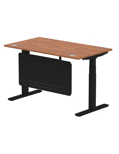Dynamic Air Modesty 1400 x 800mm Height Adjustable Office Desk Walnut Top Cable Ports Modesty Panel HA01450