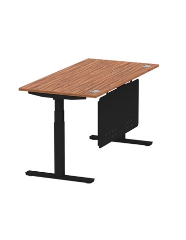 Dynamic Air Modesty 1600 x 800mm Height Adjustable Office Desk Walnut Top Cable Ports Modesty Panel HA01451