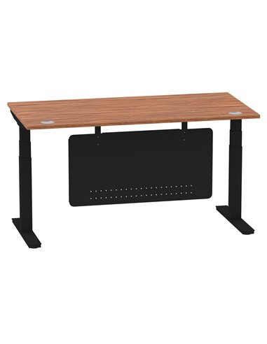 Dynamic Air Modesty 1600 x 800mm Height Adjustable Office Desk Walnut Top Cable Ports Modesty Panel HA01451