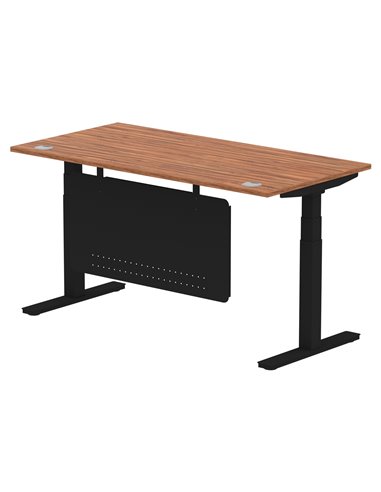 Dynamic Air Modesty 1600 x 800mm Height Adjustable Office Desk Walnut Top Cable Ports Modesty Panel HA01451