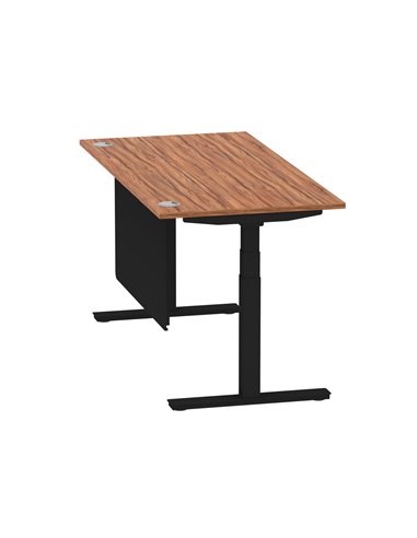 Dynamic Air Modesty 1600 x 800mm Height Adjustable Office Desk Walnut Top Cable Ports Modesty Panel HA01451