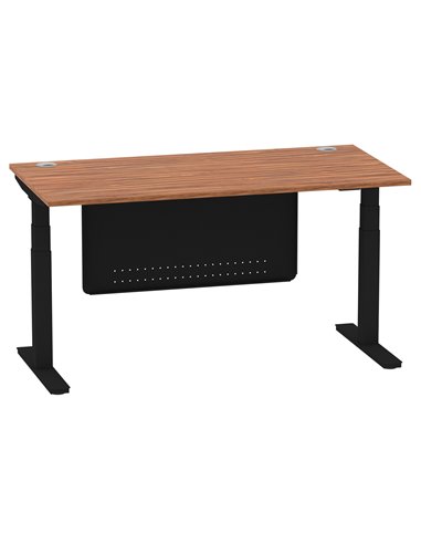 Dynamic Air Modesty 1600 x 800mm Height Adjustable Office Desk Walnut Top Cable Ports Modesty Panel HA01451