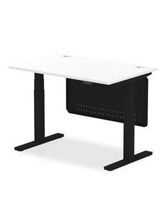 Dynamic Air Modesty 1200 x 800mm Height Adjustable Office Desk White Top Cable Ports Modesty Panel HA01453