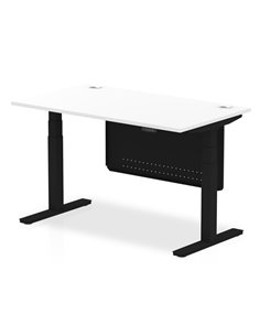 Dynamic Air Modesty 1400 x 800mm Height Adjustable Office Desk White Top Cable Ports Modesty Panel HA01454