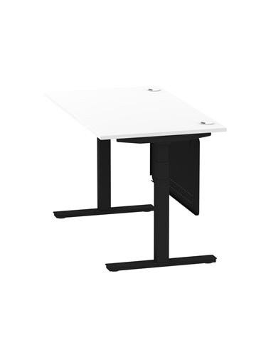 Dynamic Air Modesty 1400 x 800mm Height Adjustable Office Desk White Top Cable Ports Modesty Panel HA01454
