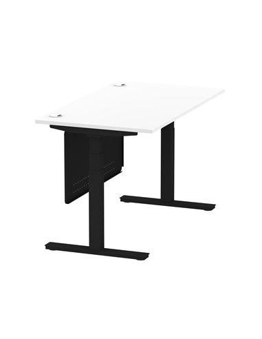 Dynamic Air Modesty 1400 x 800mm Height Adjustable Office Desk White Top Cable Ports Modesty Panel HA01454