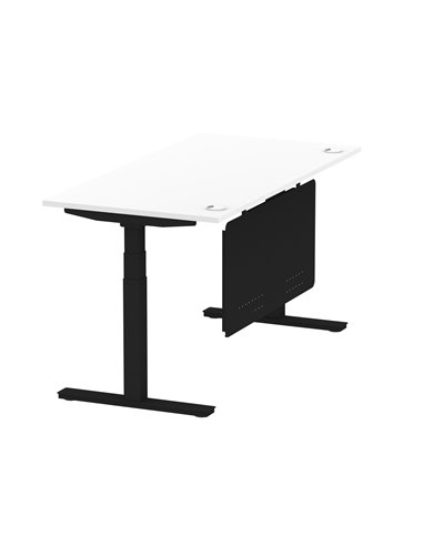 Dynamic Air Modesty 1600 x 800mm Height Adjustable Office Desk White Top Cable Ports Modesty Panel HA01455