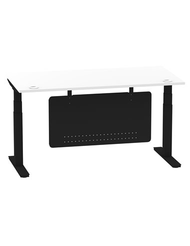 Dynamic Air Modesty 1600 x 800mm Height Adjustable Office Desk White Top Cable Ports Modesty Panel HA01455