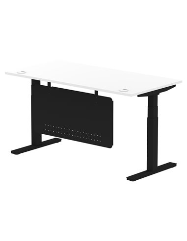 Dynamic Air Modesty 1600 x 800mm Height Adjustable Office Desk White Top Cable Ports Modesty Panel HA01455