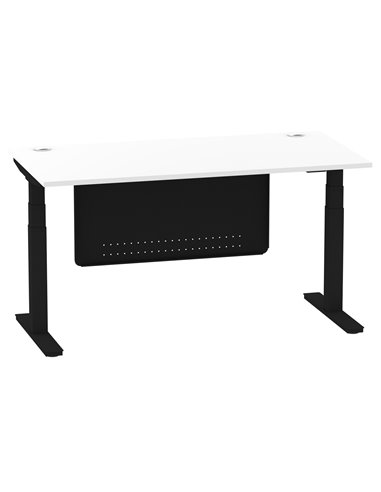 Dynamic Air Modesty 1600 x 800mm Height Adjustable Office Desk White Top Cable Ports Modesty Panel HA01455