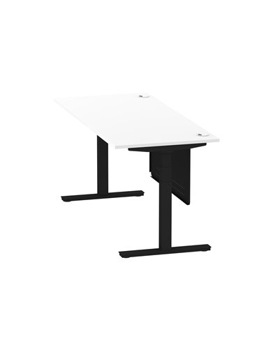 Dynamic Air Modesty 1800 x 800mm Height Adjustable Office Desk White Top Cable Ports Modesty Panel HA01456