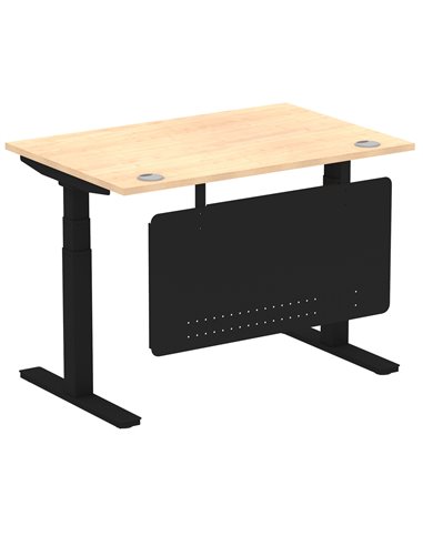 Dynamic Air Modesty 1200 x 800mm Height Adjustable Office Desk Maple Top Cable Ports Modesty Panel HA01457