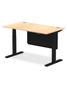 Dynamic Air Modesty 1400 x 800mm Height Adjustable Office Desk Maple Top Cable Ports Modesty Panel HA01458