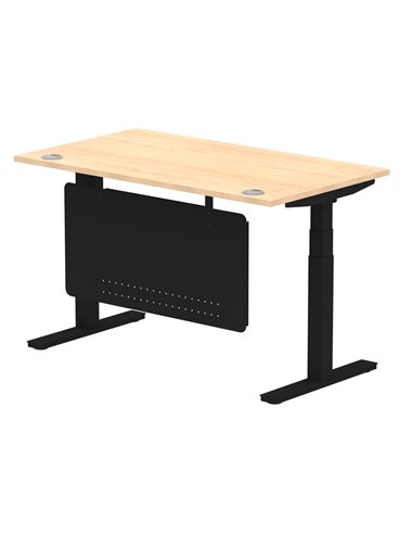 Dynamic Air Modesty 1400 x 800mm Height Adjustable Office Desk Maple Top Cable Ports Modesty Panel HA01458