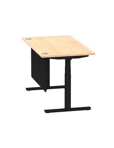 Dynamic Air Modesty 1400 x 800mm Height Adjustable Office Desk Maple Top Cable Ports Modesty Panel HA01458