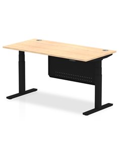 Dynamic Air Modesty 1600 x 800mm Height Adjustable Office Desk Maple Top Cable Ports Modesty Panel HA01459