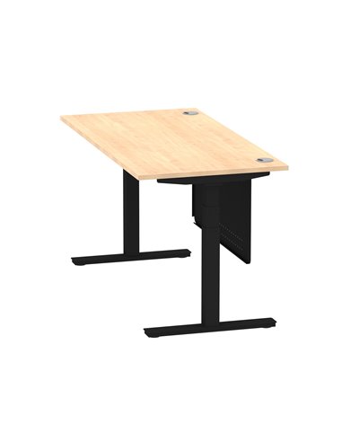 Dynamic Air Modesty 1600 x 800mm Height Adjustable Office Desk Maple Top Cable Ports Modesty Panel HA01459