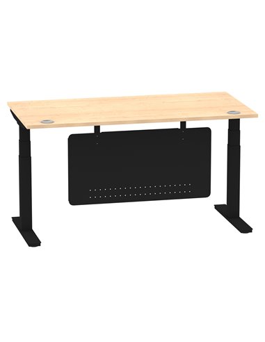 Dynamic Air Modesty 1600 x 800mm Height Adjustable Office Desk Maple Top Cable Ports Modesty Panel HA01459