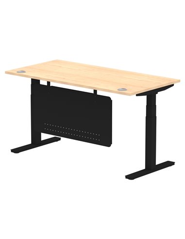 Dynamic Air Modesty 1600 x 800mm Height Adjustable Office Desk Maple Top Cable Ports Modesty Panel HA01459