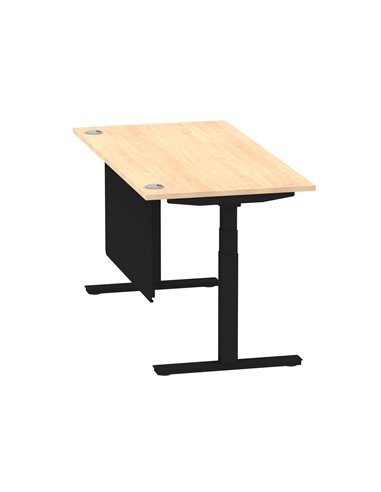 Dynamic Air Modesty 1600 x 800mm Height Adjustable Office Desk Maple Top Cable Ports Modesty Panel HA01459